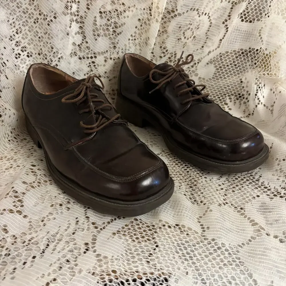 Alfani Men's US 10.5 W Brown Leather Derby Dress Shoes